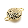 Rack Plating Brass Clear & Black Cubic Zirconia Yin-yang Connector Charms KK-M079-01G-2