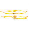 2Pcs 2 Styles Bohemian Brass Beads Braided Bead Bracelets BT1454-3-1