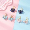3 Pairs Natural Rose Quartz & White Jade & Lapis Lazuli Chip Beads Hoop Earrings EJEW-JE06823-1