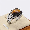 316L Surgical Stainless Steel and Natural Tiger Eye Finger Rings for Men FS-WG3E90C-37-1