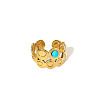 304 Stainless Steel & Turquoise Cuff Open Rings WG63E3D-03-1
