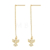 Bird Brass Micro Pave Clear Cubic Zirconia Ear Thread EJEW-H182-08G-4