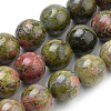 Natural Unakite Beads Strands X-G-S259-14-8mm-1