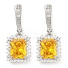 Brass Pave Cubic Zirconia Rectangle Hoop Earrings for Women EJEW-I304-29P-2