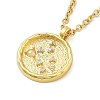 304 Stainless Steel Cubic Zirconia Constellation Flat Round Pendants STAS-S145-01G-2