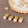6Pcs 3 Colors Natural Cultured Freshwater Pearl Stud Earrings EJEW-TAC00025-5