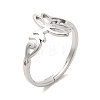 Non-Tarnish 304 Stainless Steel Hollow Lotus Adjustable Ring for Women LS-RJEW-M149-32P-3