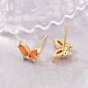 Brass Micro Pave Cubic Zirconia Stud Earrings for Women KK-A305-06G-05-3