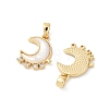 Natural White Shell Moon Pendants KK-U043-23G-02-2