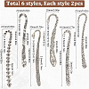 12Pcs 6 Styles Tibetan Style Alloy Bookmark Findings with Holes FIND-SC0008-99-2