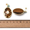 Brass & Natural Tiger Eye Dangle Stud Earrings G-B186-04G-5