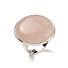 Natural Rose Quartz Round Adjustable Rings RJEW-K371-09S-31-2