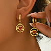 Stainless Steel Flat Round with Hollow Heart Hoop Earrings Daily Holiday Accessories OM1741-3-3