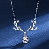 Anti-Tarnish Rhodium Plated 925 Sterling Silver Micro Pave Clear Cubic Zirconia Cable Chain Necklaces AJEW-U007-02P-4