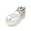 Brass Micro Pave Clear Cubic Zirconia and Creamy White Imitation Pearl Pendants KK-A300-13A-P-2