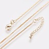 Long-Lasting Plated Brass Box Chain Necklaces NJEW-K112-03G-NF-1