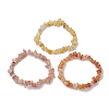 3Pcs Natural Red Aventurine & Natural Sunstone & Natural Topaz Jade Chip Beaded Stretch Bracelet Sets BJEW-JB10867-4