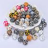 Colorful Pattern Printed Silicone Focal Beads SI-JX0022A-11-5