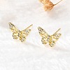 Butterfly Brass Micro Pave Cubic Zirconia Ear Studs EJEW-D304-34G-5