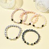 Natural Cultured Freshwater Pearl & Lava Rock Beaded Stretch Bracelets for Women BJEW-JB13714-1