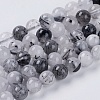 Natural Black Rutilated Quartz Beads Strands LS-G-G448-8mm-13-1