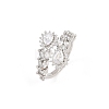 Brass Micro Pave Cubic Zirconia Cuff Rings for Women RJEW-Z113-48P-2