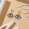 Glass Seed Braided Horse Eye Dangle Hoop Earrings EJEW-MZ00012-3