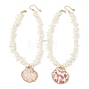 Summer Beach Electroplate Natural Sea Shell Pendant Shell Chip Beaded Necklaces for Women NJEW-JN06372-3