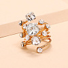 Cube & Flat Round Alloy Rhinestone Finger Rings FS-WG5656B-01-1