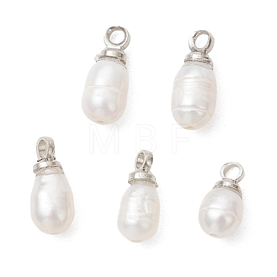 Natural Cultured Freshwater Pearl Rice Charms PALLOY-JF05090-1