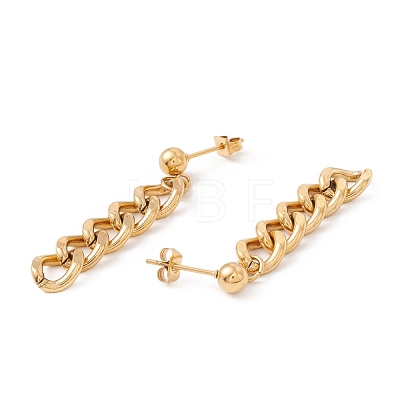 Curb Chains Dangle Stud Earring and Pendant Necklace SJEW-E043-03-1