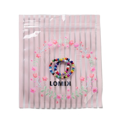 Flower Stripe Print Plastic Yin-Yang Zip Lock Bags OPP-B005-02-1