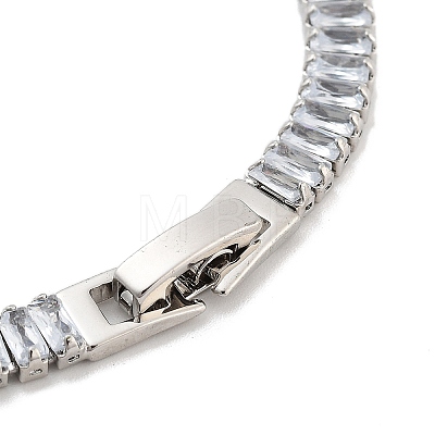 Brass Pave Clear Cubic Zirconia Rectangle Link Bracelets BJEW-B094-11A-P-1