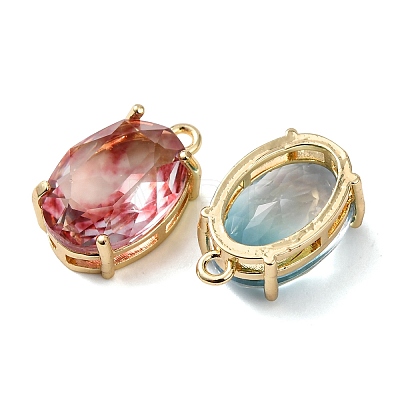 Brass Glass Charms X-KK-Z141-08G-1