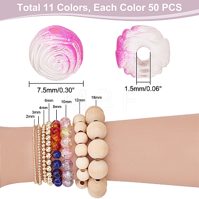  550pcs 11 Colors Gradient ABS Plastic Imitation Pearl Beads KY-PH0001-73-1