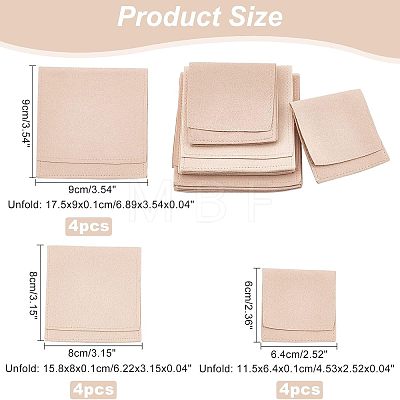  12Pcs 3 Styles Microfiber Jewelry Bag Gift Pouches ABAG-NB0001-54B-1