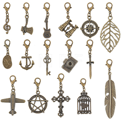 16Pcs Alloy Pendant Decorations HJEW-CP00083-1