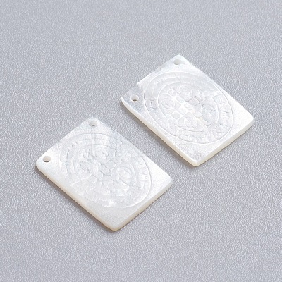 Natural White Shell Mother of Pearl Shell Pendants SSHEL-I024-10-1