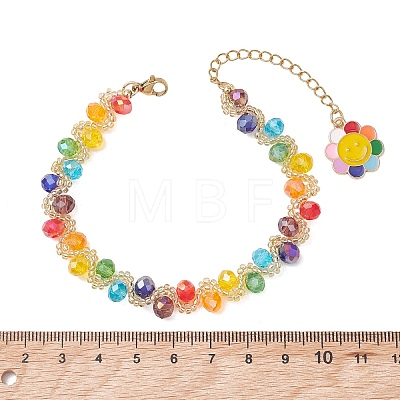 Smiling Face Adjustable Glass Seed Beaded Bracelets for Women BJEW-MZ00339-1