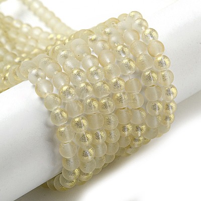 Spray Painted Glass Round Bead Strands DGLA-Q015-4mm-21-1