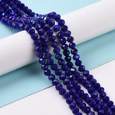 Electroplate Opaque Solid Color Glass Beads Strands EGLA-A034-P1mm-L12-1