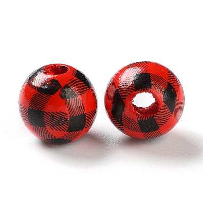 Printed Wood European Beads WOOD-Z002-09A-1