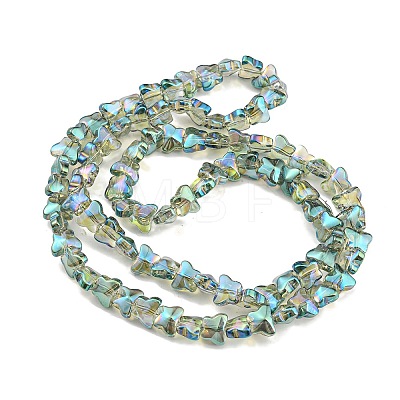 Full Rainbow Plated Electroplate Transparent Glass Beads Strands EGLA-G037-11A-FR03-1