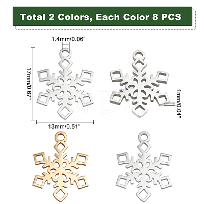 16Pcs 2 Colors 201 Stainless Steel Pendants STAS-DC0007-66-1