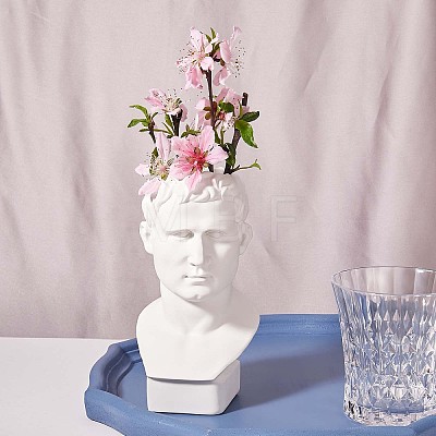 Greek Roman Style Statue Flower Pot Greek Head Planter Resin Succulent Planter Vase Makeup Brushes Container Pen Holder for Home Office Decoration ( 170*90MM ) JX093A-1