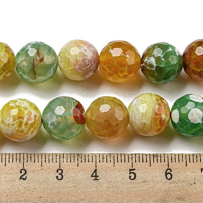 Faceted Natural Fire Crackle Agate Beads Strands G-F447-12mm-M01-1