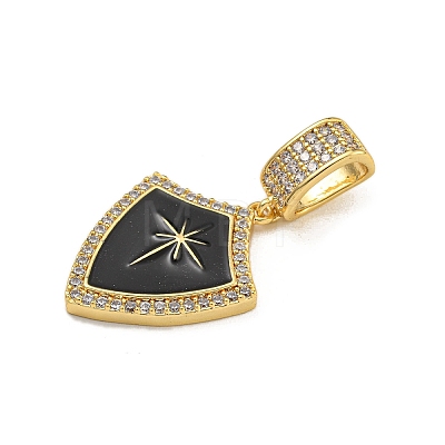 Rack Plating Brass Micro Pave Clear Cubic Zirconia North Star European Dangle Charms KK-U035-17G-01-1