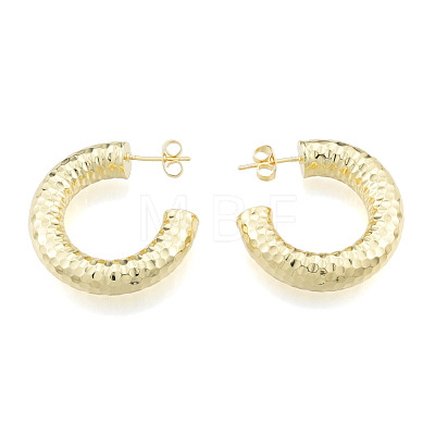 Brass C-shape Stud Earrings EJEW-N011-109-1