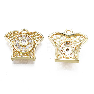 Brass Micro Pave Clear Cubic Zirconia Charms KK-N238-043-1