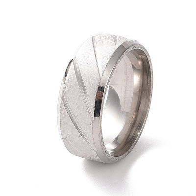 201 Stainless Steel Grooved Rhombus Finger Ring for Women RJEW-I089-45P-1